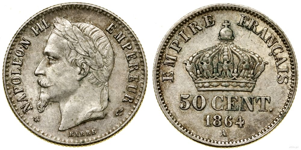 Francja, 50 centymów, 1864