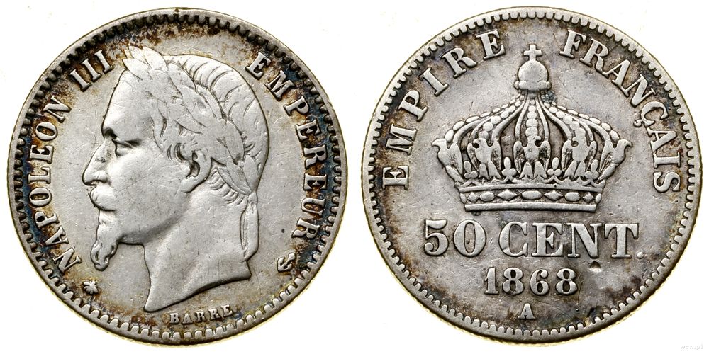Francja, 50 centymów, 1868