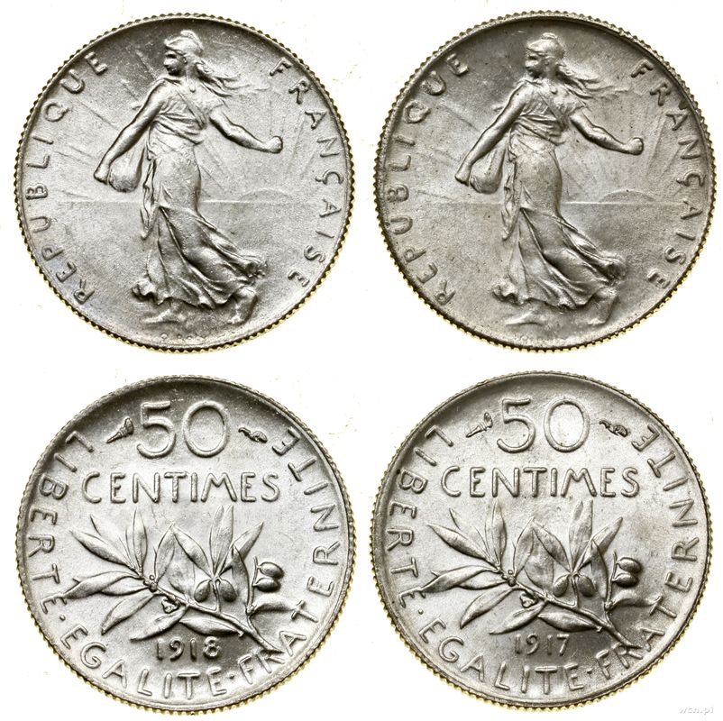 Francja, zestaw 2 x 50 centymów
