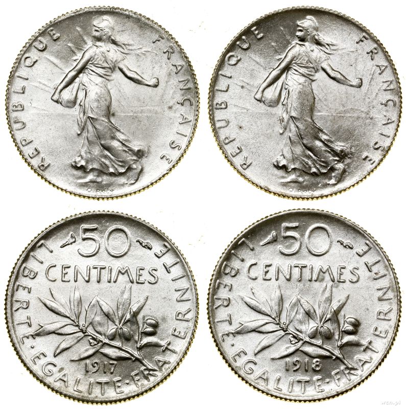 Francja, zestaw 2 x 50 centymów