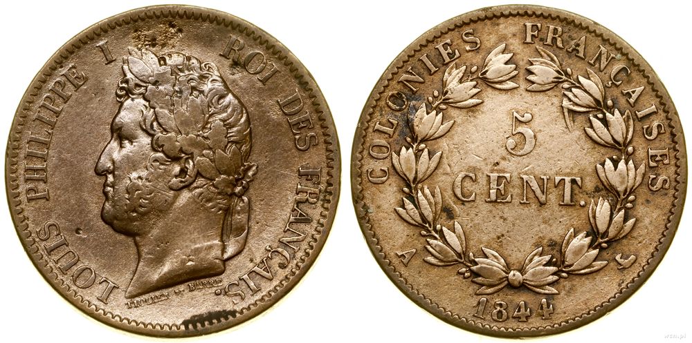 Francja, 5 centymów, 1844 A