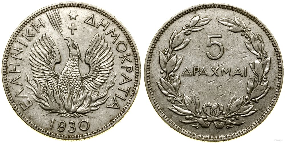 Grecja, 5 drachm, 1930