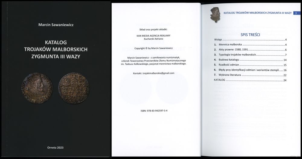 wydawnictwa polskie, Marcin Sawaniewicz – Katalog Trajaków Malborskich Zygmunta III Wazy, Ornet..