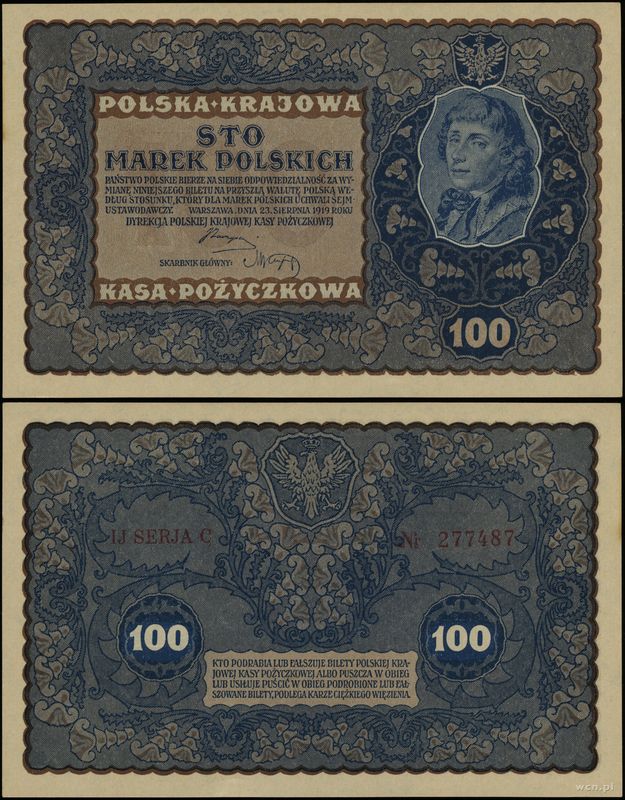 Polska, 100 marek polskich, 23.08.1919