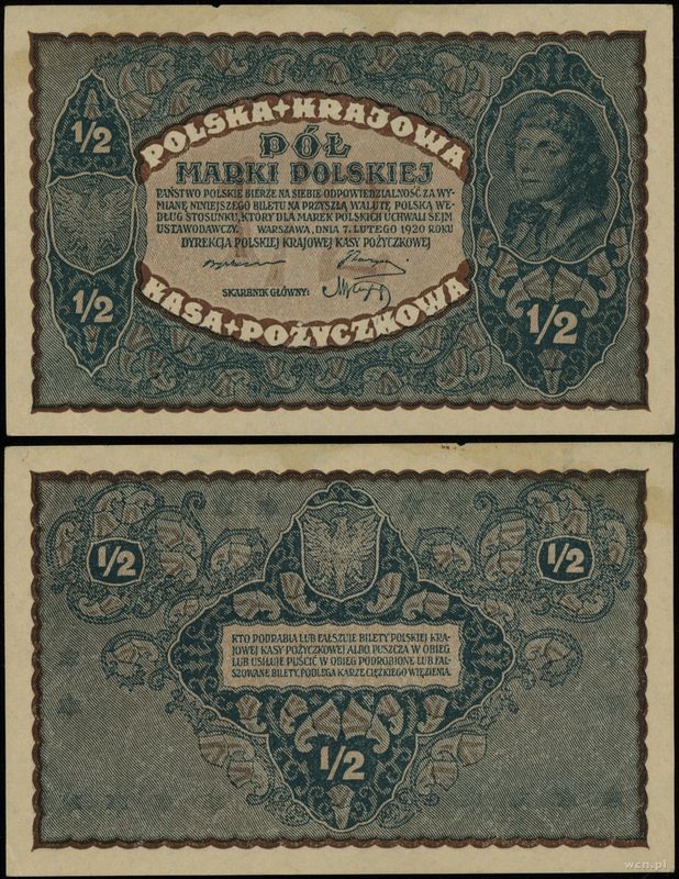Polska, 1/2 marki polskiej, 7.02.1920