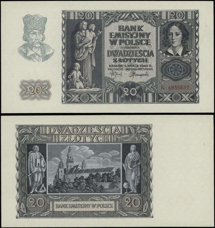 Polska, 20 złotych, 1.03.1940