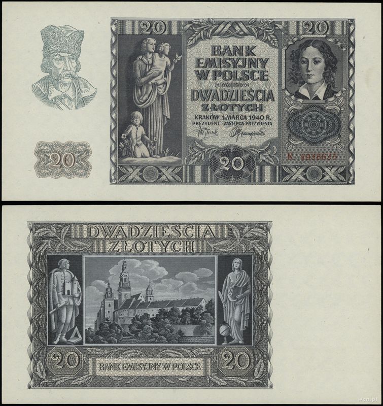 Polska, 20 złotych, 1.03.1940