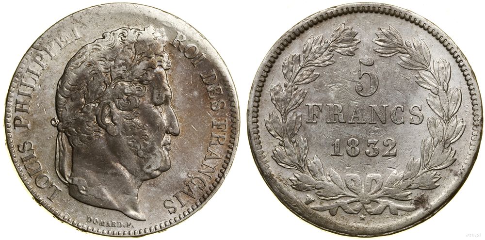 Francja, 5 franków, 1832 W