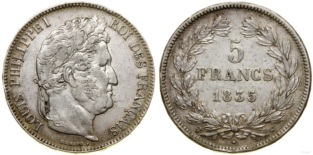 Francja, 5 franków, 1835 W