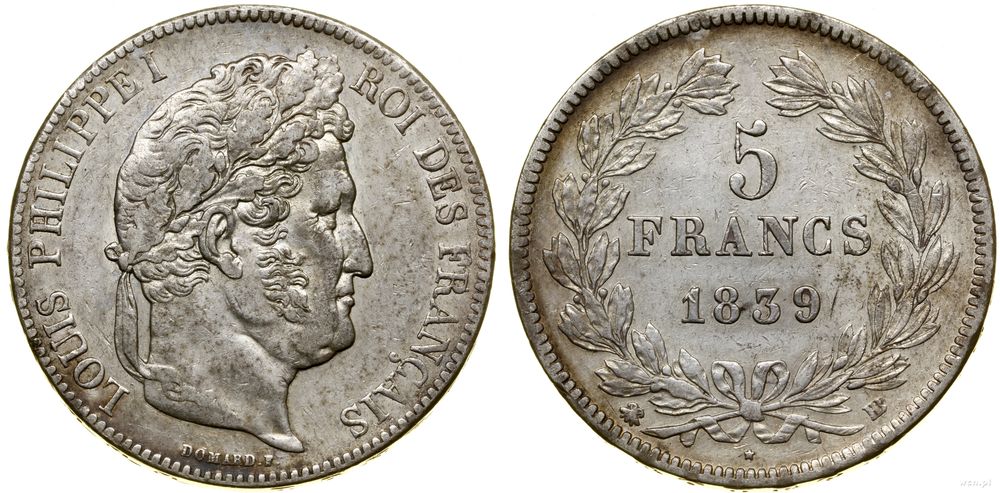 Francja, 5 franków, 1839 BB