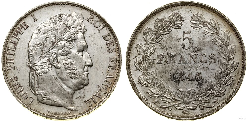 Francja, 5 franków, 1845 W