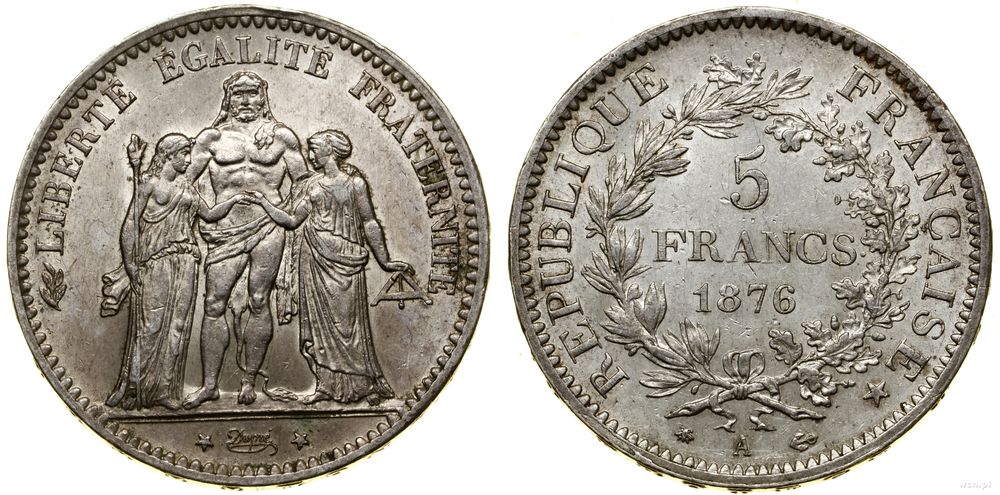 Francja, 5 franków, 1876 A
