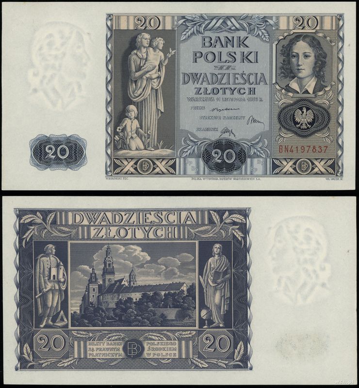 Polska, 20 złotych, 11.11.1936