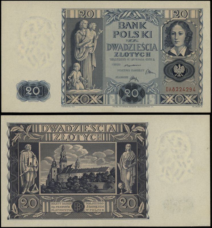 Polska, 20 złotych, 11.11.1936