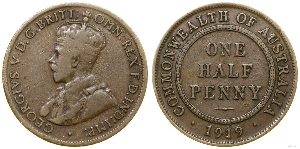 Australia, 1/2 pensa, 1919