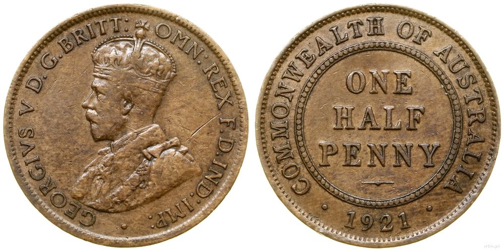 Australia, 1/2 pensa, 1921