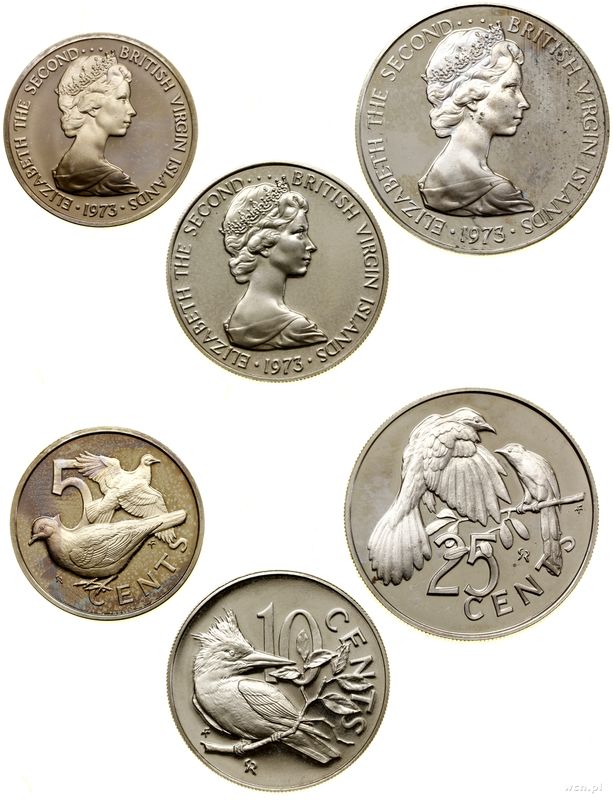 Wyspy Dziewicze, zestaw 3 monet, 1973