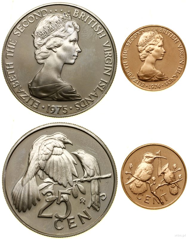 Wyspy Dziewicze, zestaw 2 monet, 1973