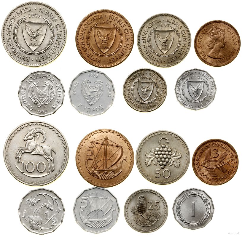 Cypr, zestaw 8 monet