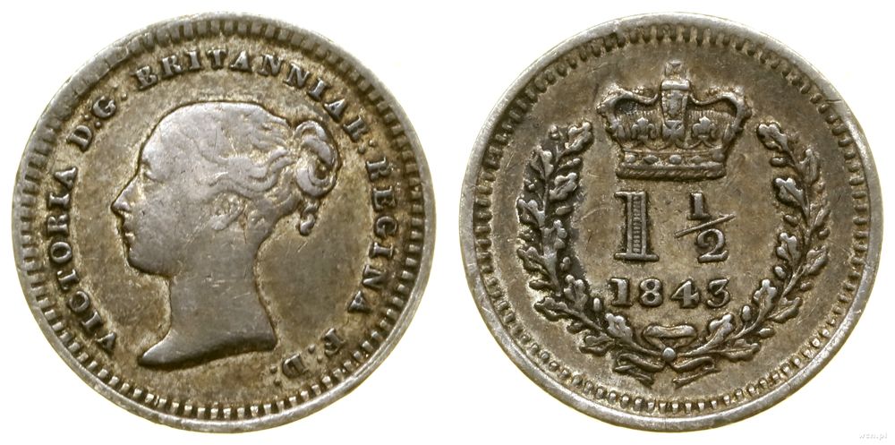 Wielka Brytania, 1 1/2 pensa, 1843