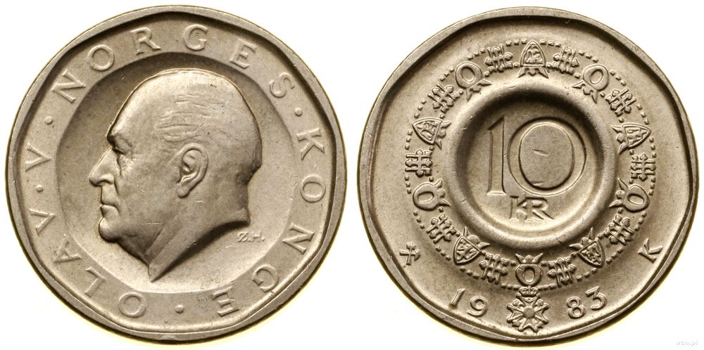 Norwegia, 10 koron, 1983