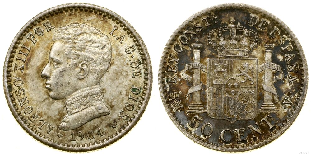 Hiszpania, 50 centymów, 1904 SMV