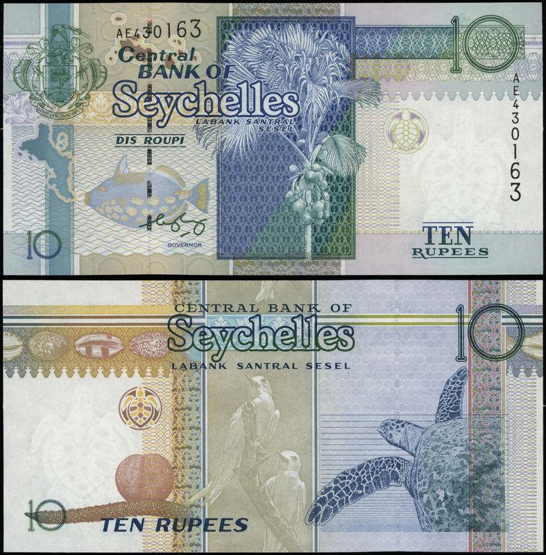 Seszele, 10 rupii, 1998