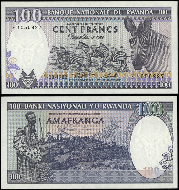 Rwanda, 100 franków, 1.08.1982