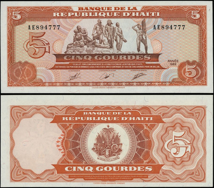 Haiti, 5 gourdes, 1989
