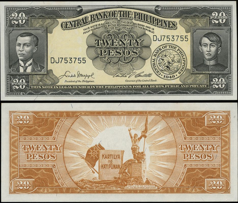Filipiny, 20 pesos, 1949