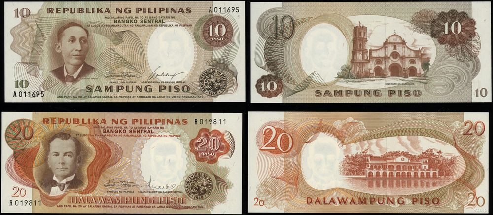 Filipiny, zestaw: 10 i 20 piso, 1949 (1969)