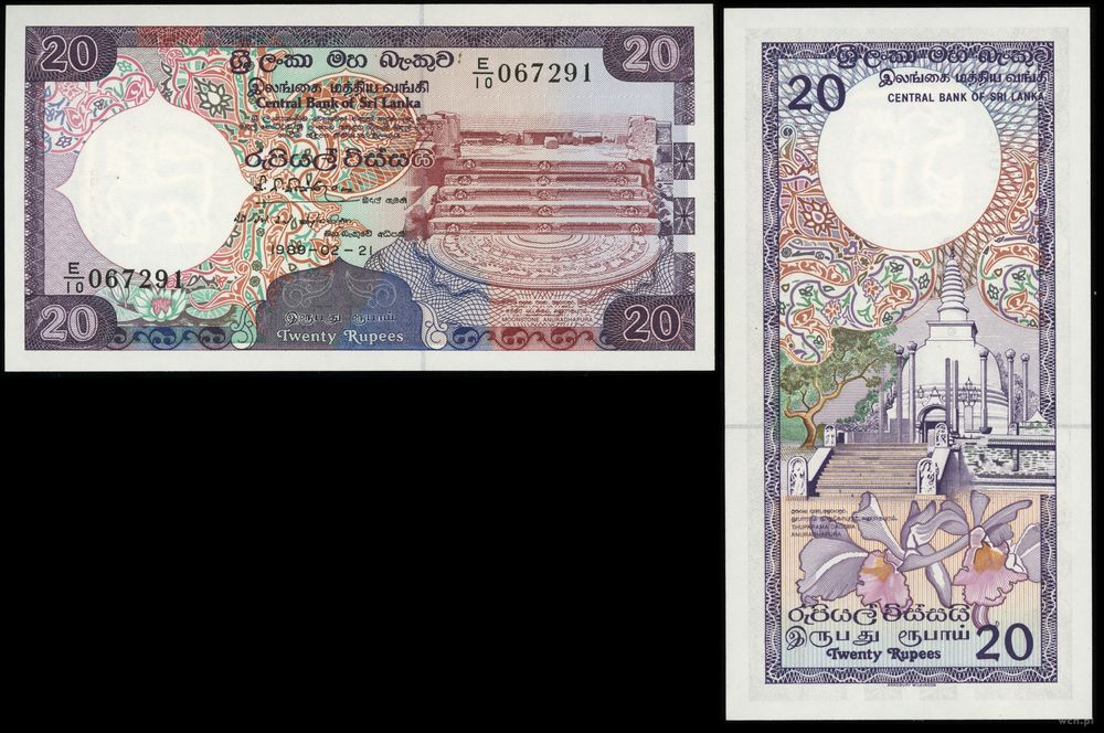 Cejlon (Sri Lanka), 20 rupii, 21.02.1989