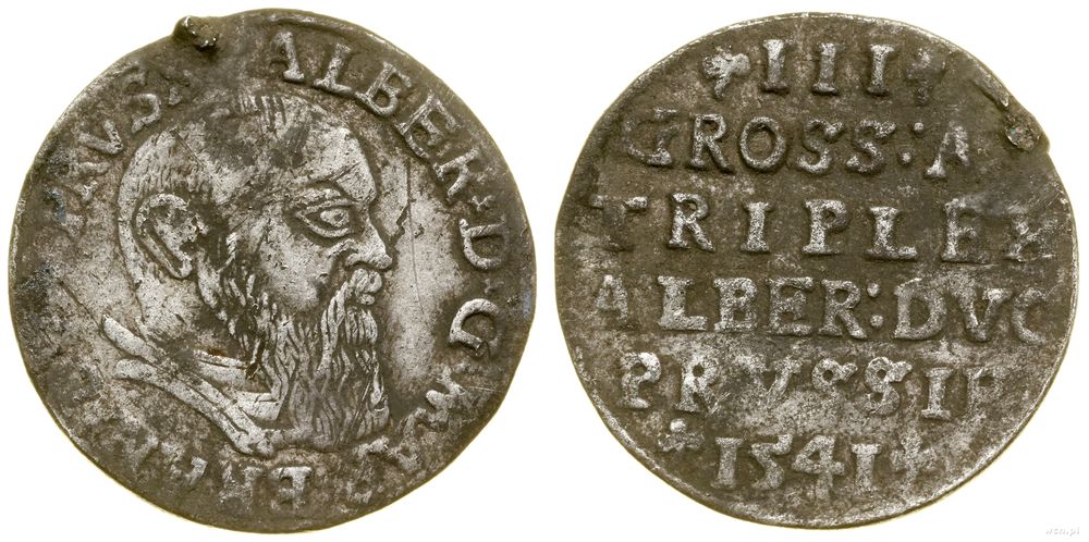 Prusy Książęce (1525–1657), trojak, 1541