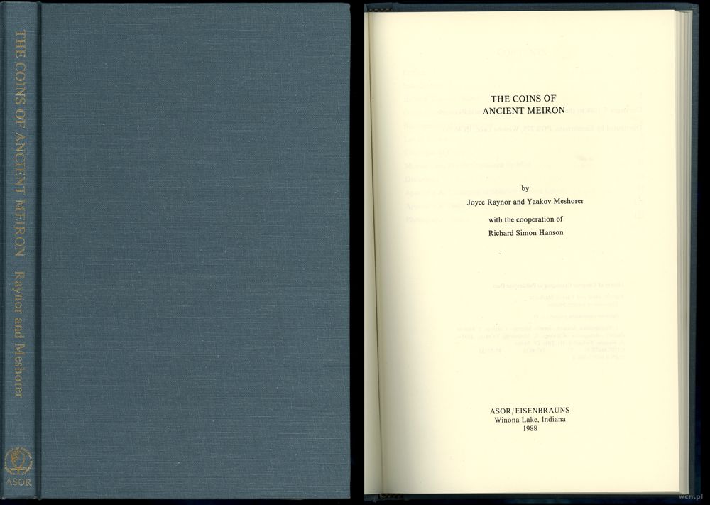 wydawnictwa zagraniczne, Meshorer Y., Raynor J. – The Coins of Ancient Meiron, Winona Lake 1988, IS..