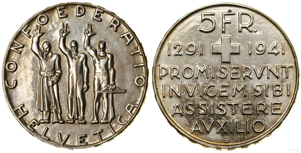 Szwajcaria, 5 franków, 1941 B