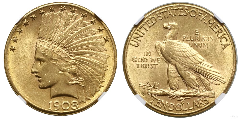 Stany Zjednoczone Ameryki (USA), 10 dolarów, 1908 D