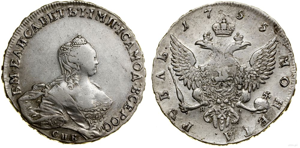 Rosja, rubel, 1755 CПБ-ЯI