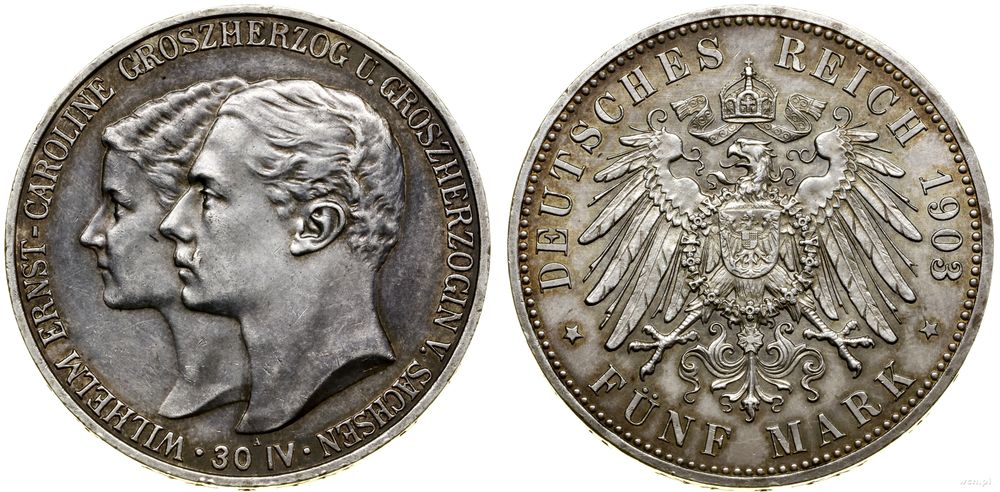 Niemcy, 5 marek pamiątkowe, 1903 A