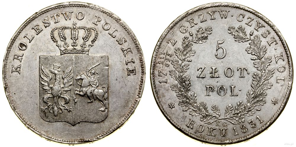 Polska, 5 złotych, 1831 KG