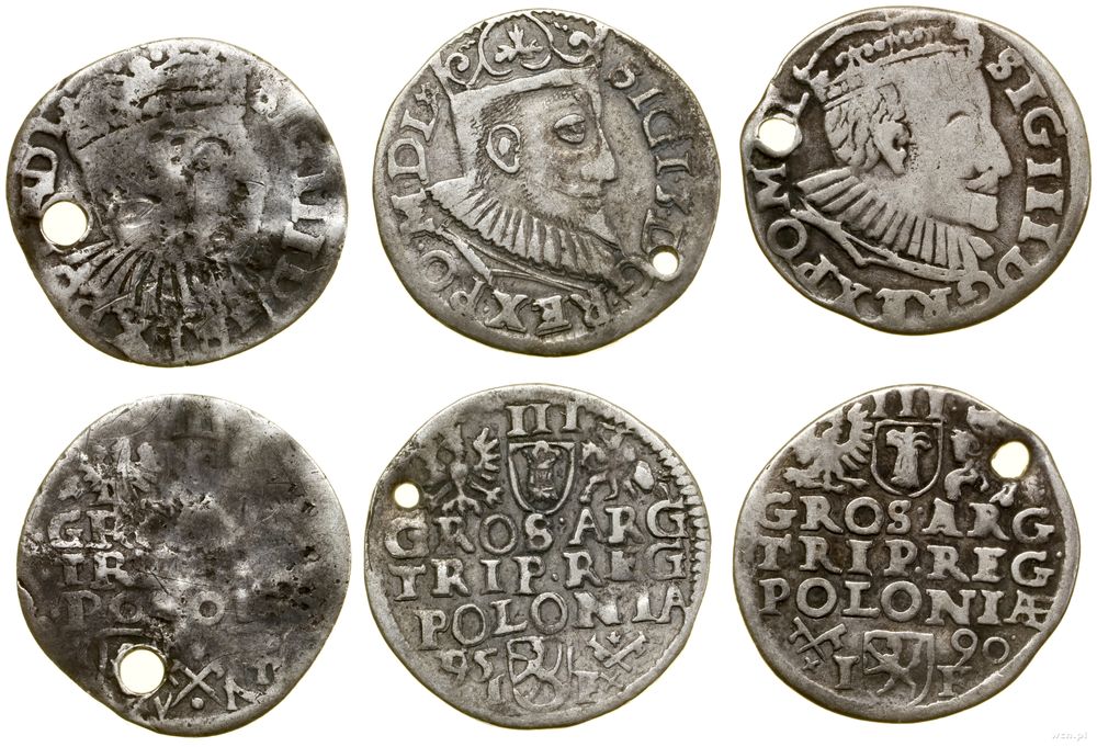 Polska, zestaw 3 trojaków, 1590, 1595, 159(?)