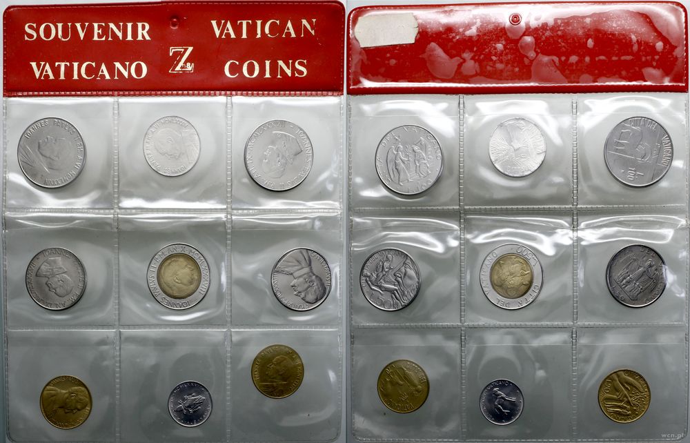 Watykan (Państwo Kościelne), zestaw 9 monet watykańskich, 1977–1988