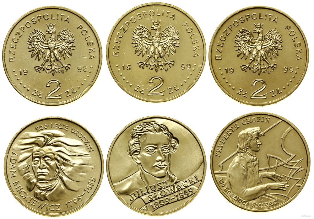 Polska, zestaw: 3 x 2 złote, 1998–1999