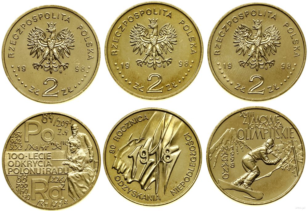 Polska, zestaw: 3 x 2 złote, 1998