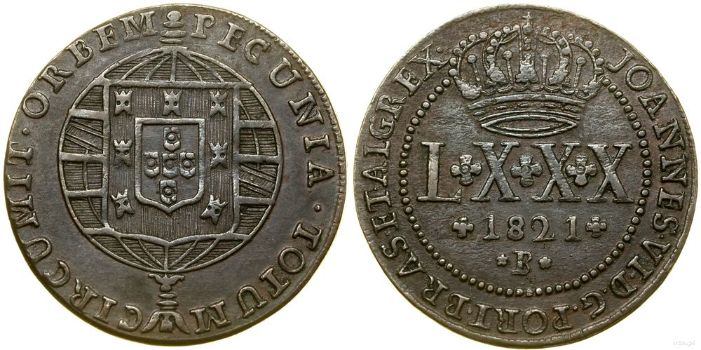 Brazylia, 80 reis, 1821 B