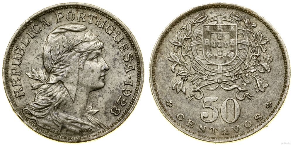 Portugalia, 50 centavo, 1928