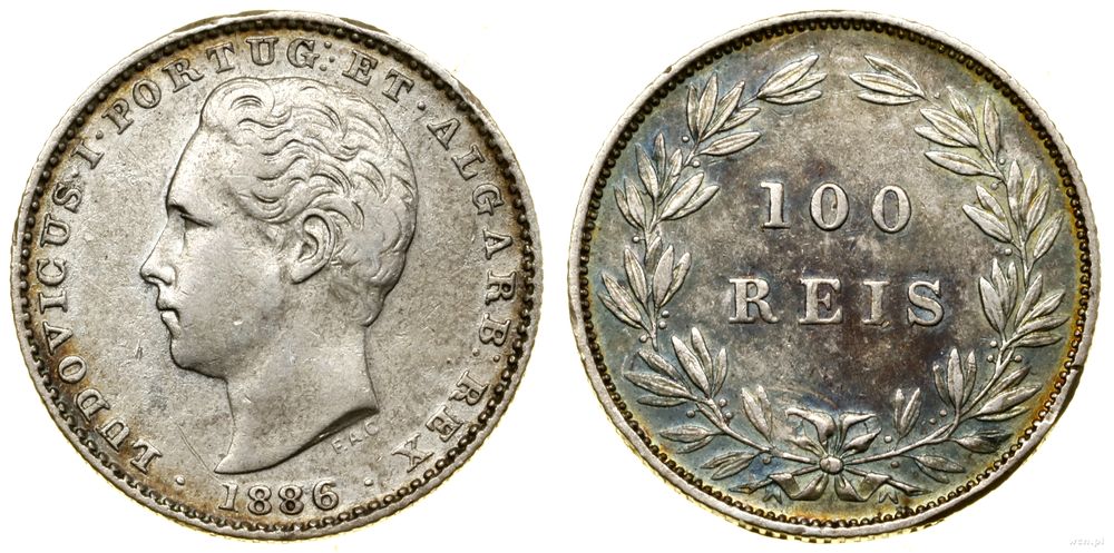 Portugalia, 100 reis, 1886