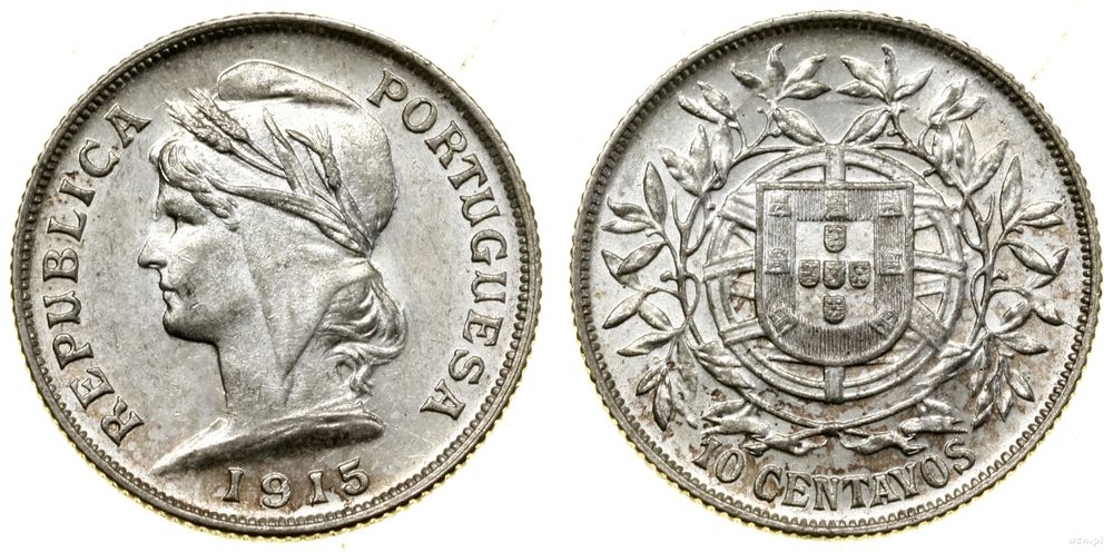 Portugalia, 10 centavo, 1915