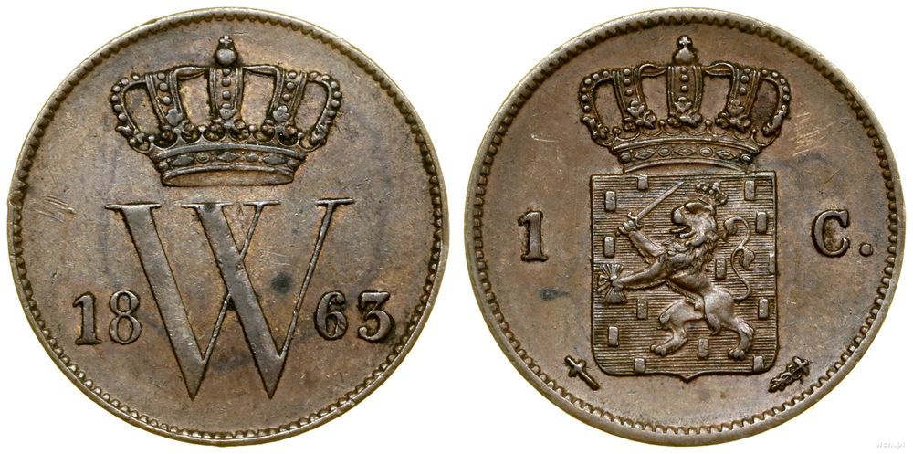 Niderlandy, 1 cent, 1863