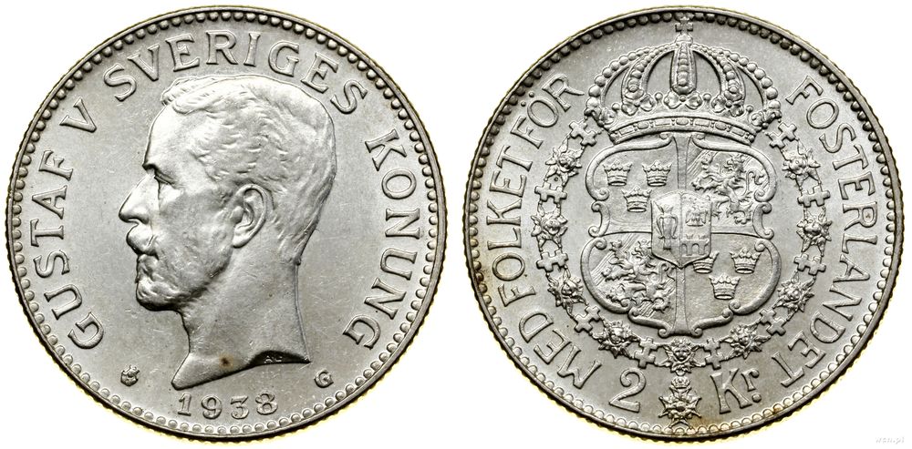 Szwecja, 2 korony, 1938