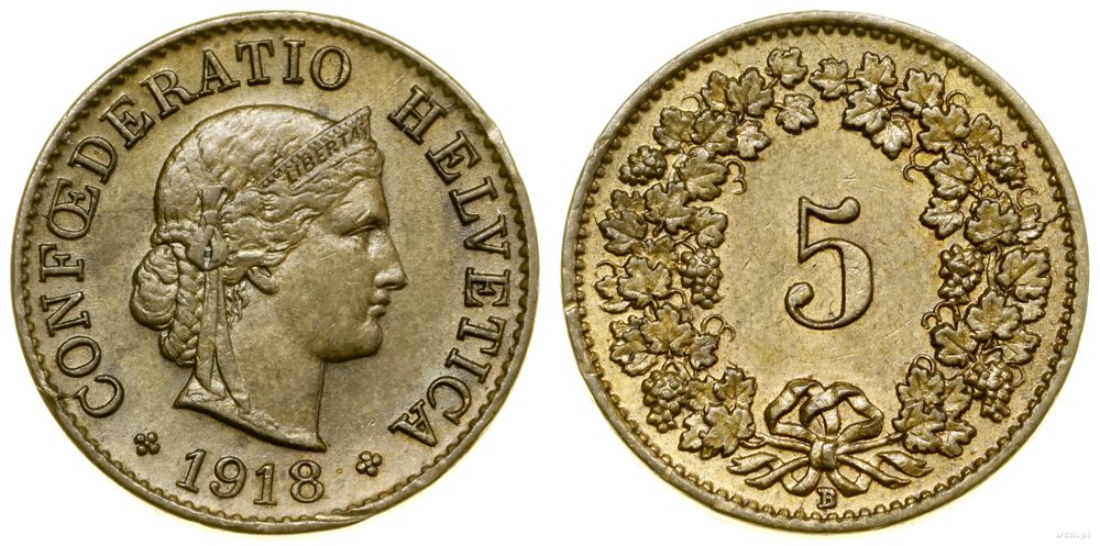 Szwajcaria, 5 rappen, 1918